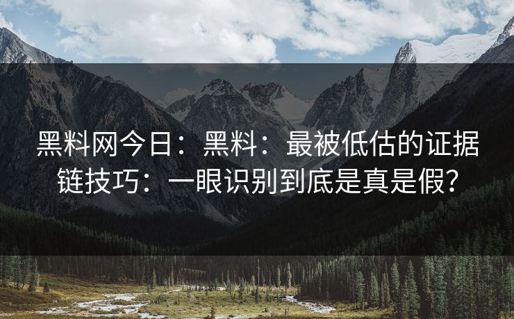 黑料网今日：黑料：最被低估的证据链技巧：一眼识别到底是真是假？