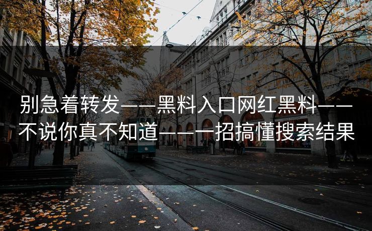 别急着转发——黑料入口网红黑料——不说你真不知道——一招搞懂搜索结果