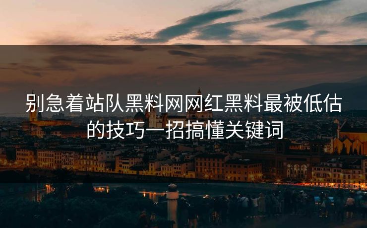 别急着站队黑料网网红黑料最被低估的技巧一招搞懂关键词