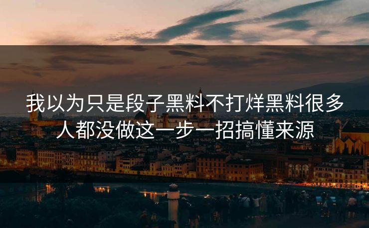 我以为只是段子黑料不打烊黑料很多人都没做这一步一招搞懂来源