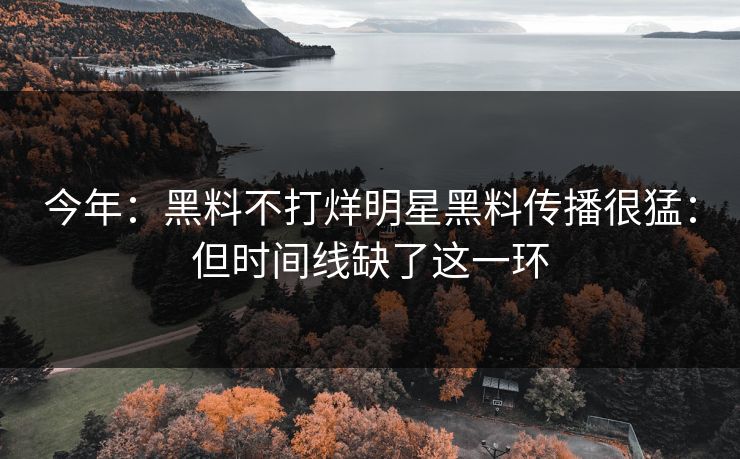 今年：黑料不打烊明星黑料传播很猛：但时间线缺了这一环