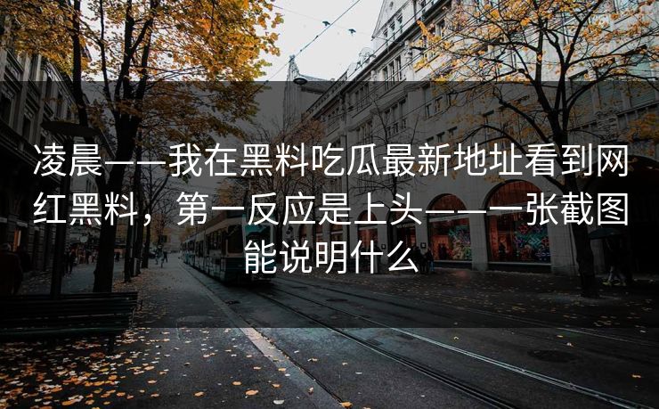 凌晨——我在黑料吃瓜最新地址看到网红黑料，第一反应是上头——一张截图能说明什么